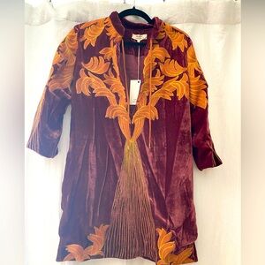 Chasing Unicorns Burgundy and Gold Dress